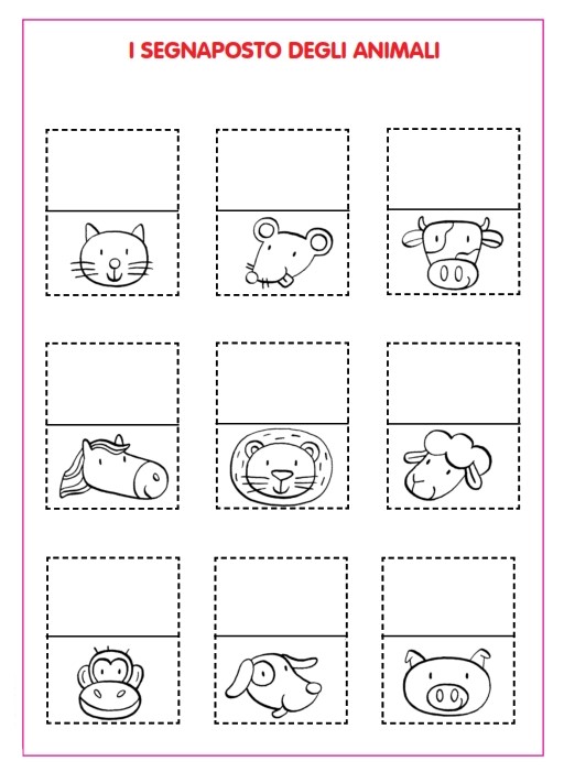 segnaposto con gli animali 001