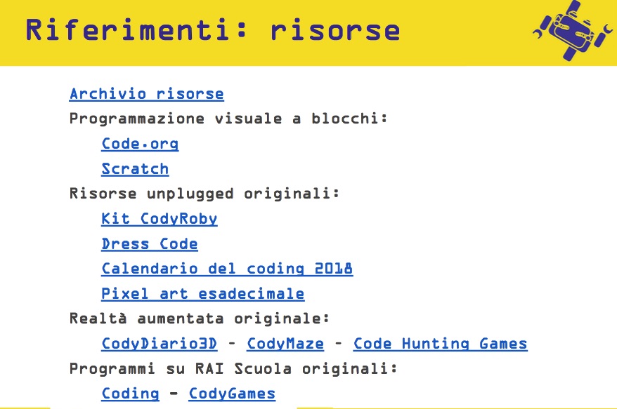 Riferimenti risorse