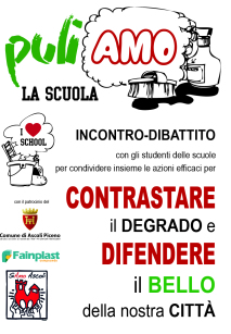 manifesto del progetto "puliamo la scuola"