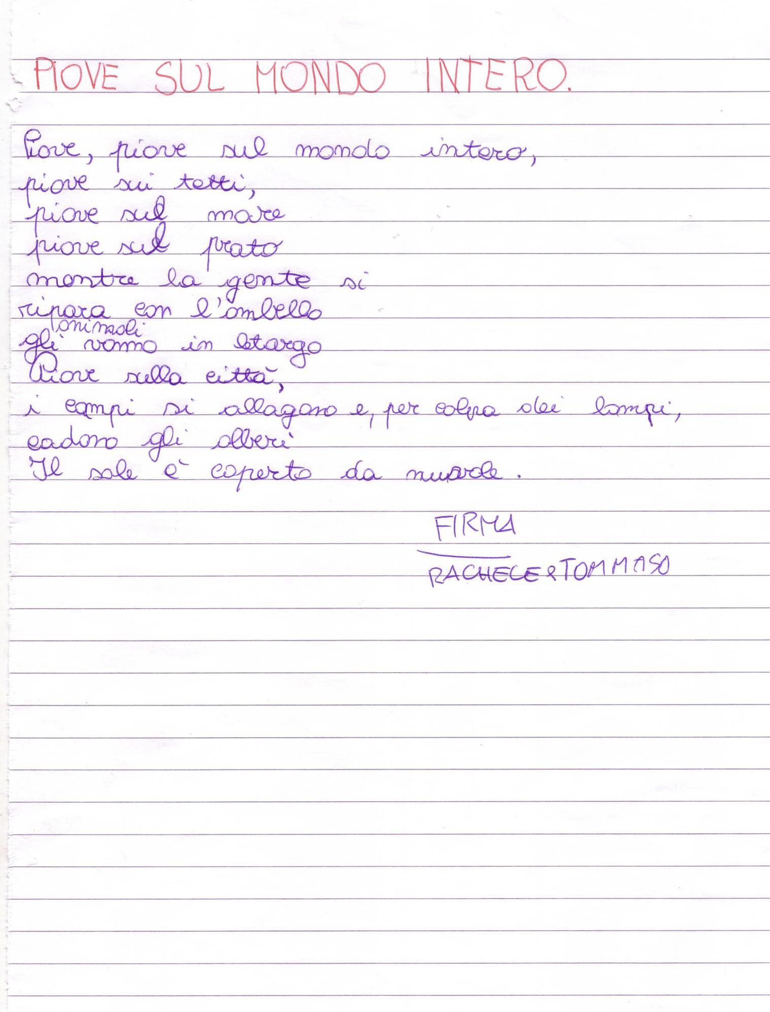 piove sull mondo intero
