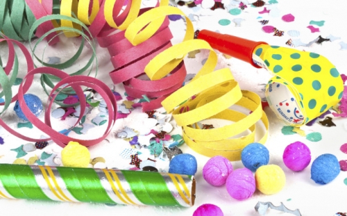 stelle filanti e coriandoli di carnevale